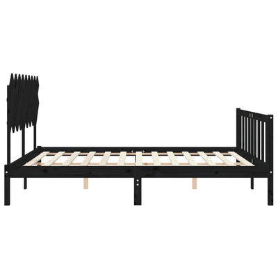 Bed Frame without Mattress Black 183x203 cm King Solid Wood Pine