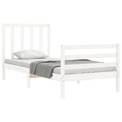 Bed Frame without Mattress White 90x190 cm Solid Wood Pine