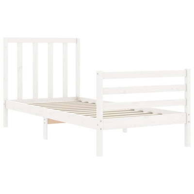 Bed Frame without Mattress White 90x190 cm Solid Wood Pine