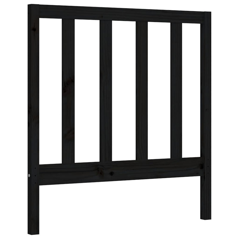 Bed Frame with Headboard Black 92x187 cm Single Size Solid Wood