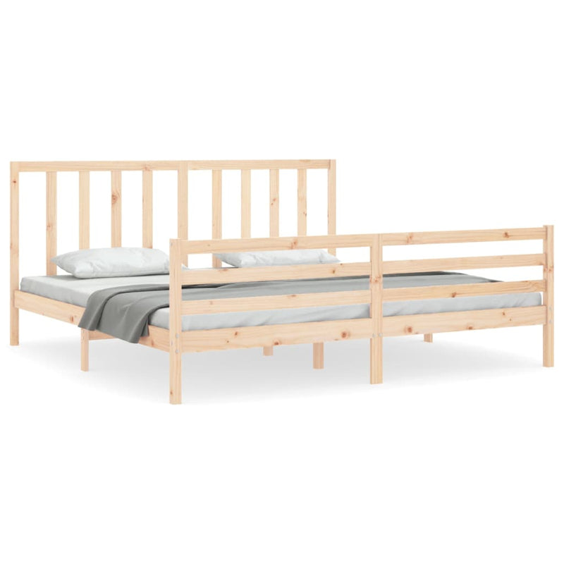 Bed Frame with Headboard 183x203 cm King Solid Wood