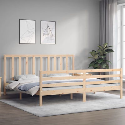 Bed Frame with Headboard 183x203 cm King Solid Wood