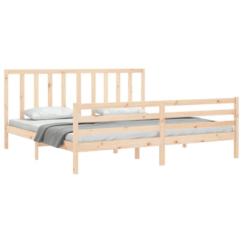 Bed Frame with Headboard 183x203 cm King Solid Wood