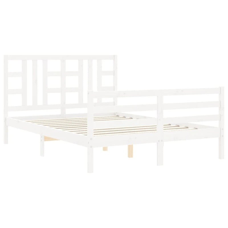 Bed Frame without Mattress White 135x190 cm Solid Wood Pine