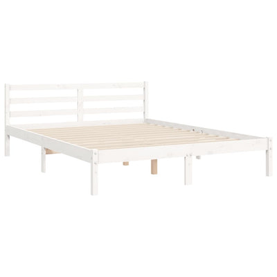 Bed Frame without Mattress White 135x190 cm Solid Wood Pine