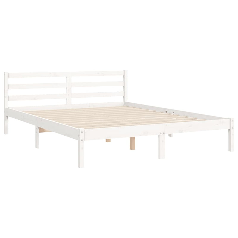 Bed Frame without Mattress White 135x190 cm Solid Wood Pine