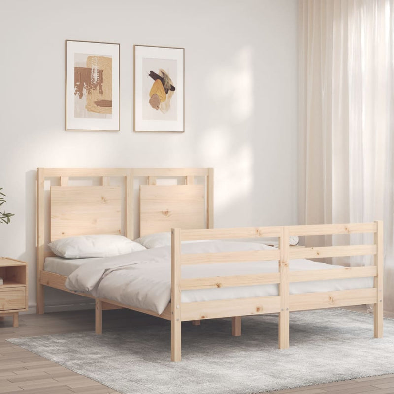 Bed Frame without Mattress 135x190 cm Solid Wood