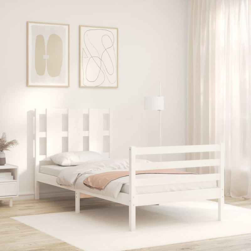 Bed Frame without Mattress White 90x190 cm Solid Wood