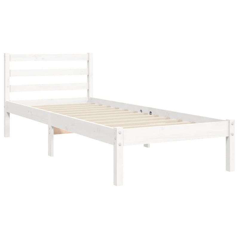 Bed Frame without Mattress White 90x190 cm Solid Wood