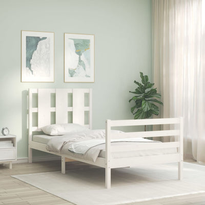 Bed Frame without Mattress White 90x190 cm Solid Wood