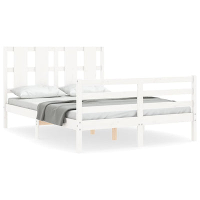 Bed Frame without Mattress White 135x190 cm Solid Wood