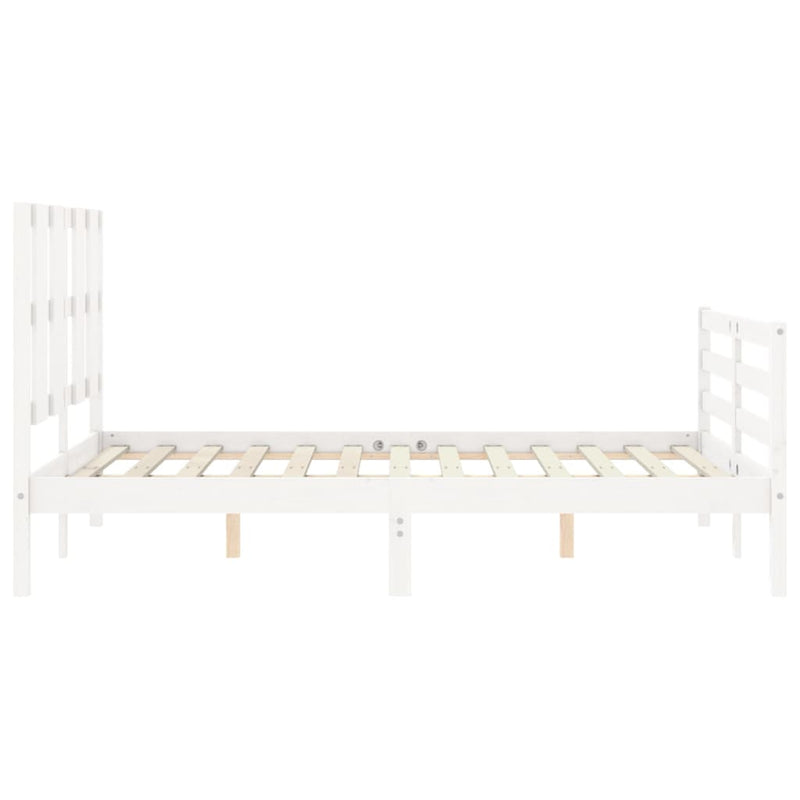 Bed Frame without Mattress White 135x190 cm Solid Wood