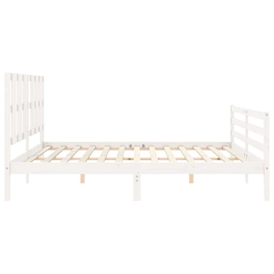 Bed Frame without Mattress White 183x203 cm King Solid Wood