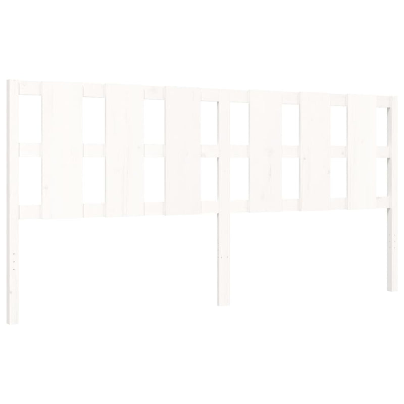 Bed Frame with Headboard White 183x203 cm King Solid Wood