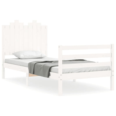 Bed Frame without Mattress White 90x190 cm Solid Wood