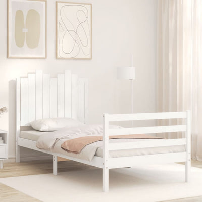 Bed Frame without Mattress White 90x190 cm Solid Wood