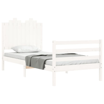 Bed Frame without Mattress White 90x190 cm Solid Wood