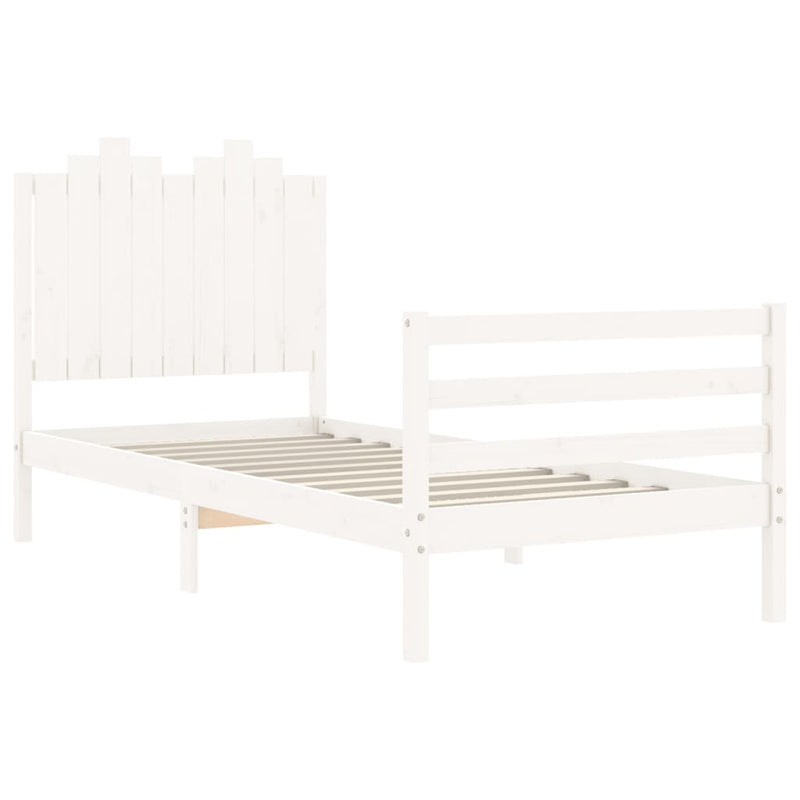 Bed Frame without Mattress White 90x190 cm Solid Wood