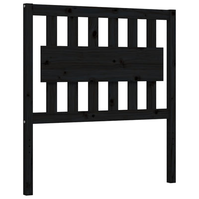 Bed Frame with Headboard Black 92x187 cm Single Size Solid Wood