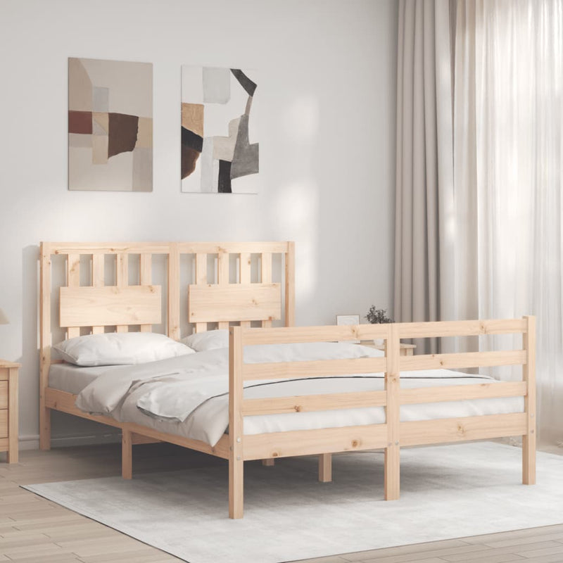 Bed Frame without Mattress 135x190 cm Solid Wood