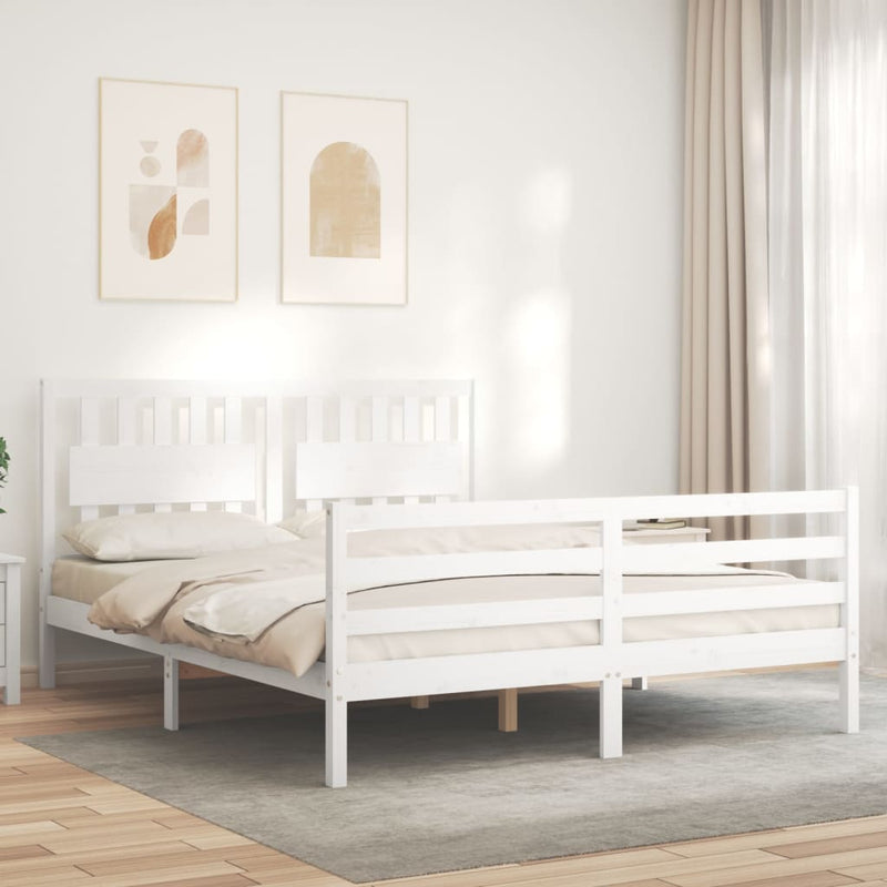 Bed Frame without Mattress White 150x200 cm Solid Wood