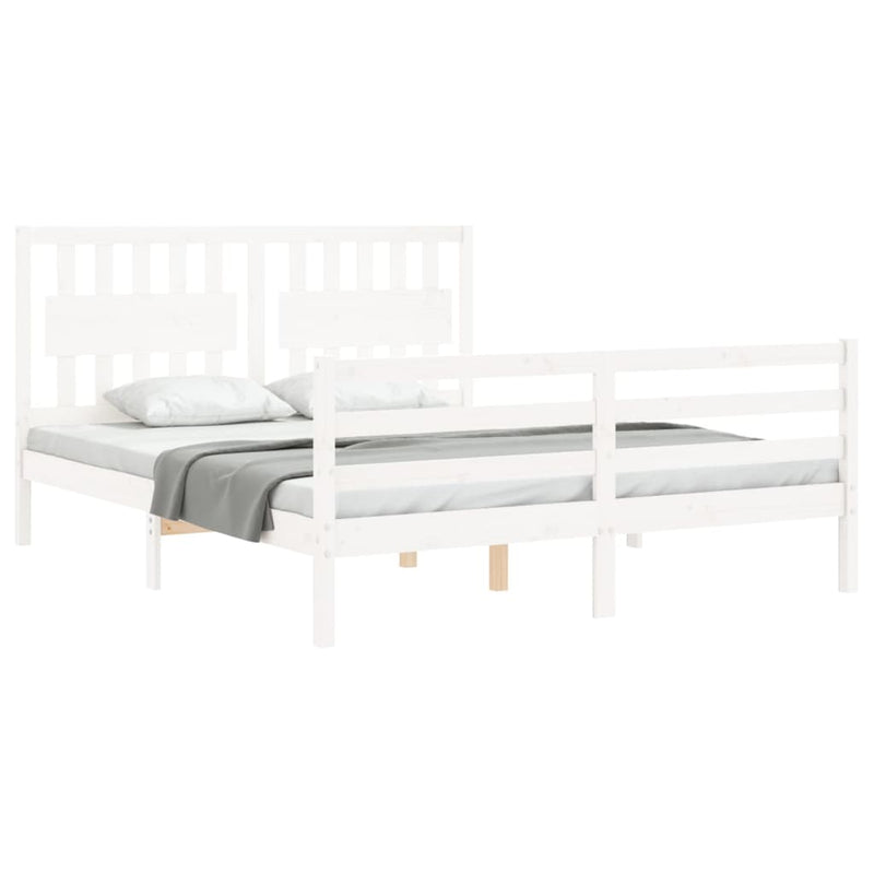 Bed Frame without Mattress White 150x200 cm Solid Wood