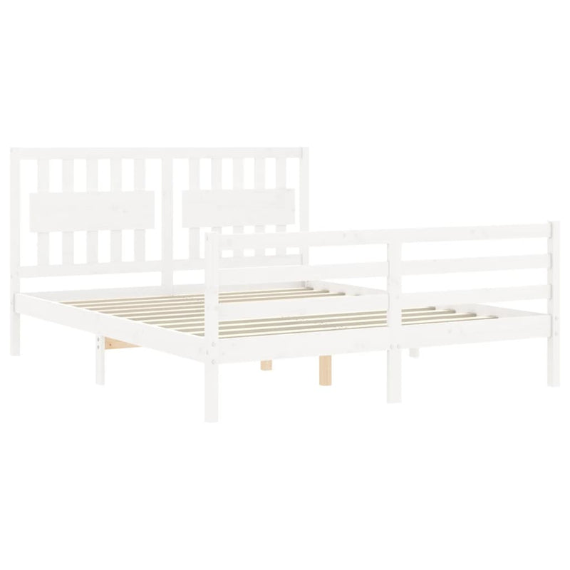 Bed Frame without Mattress White 150x200 cm Solid Wood