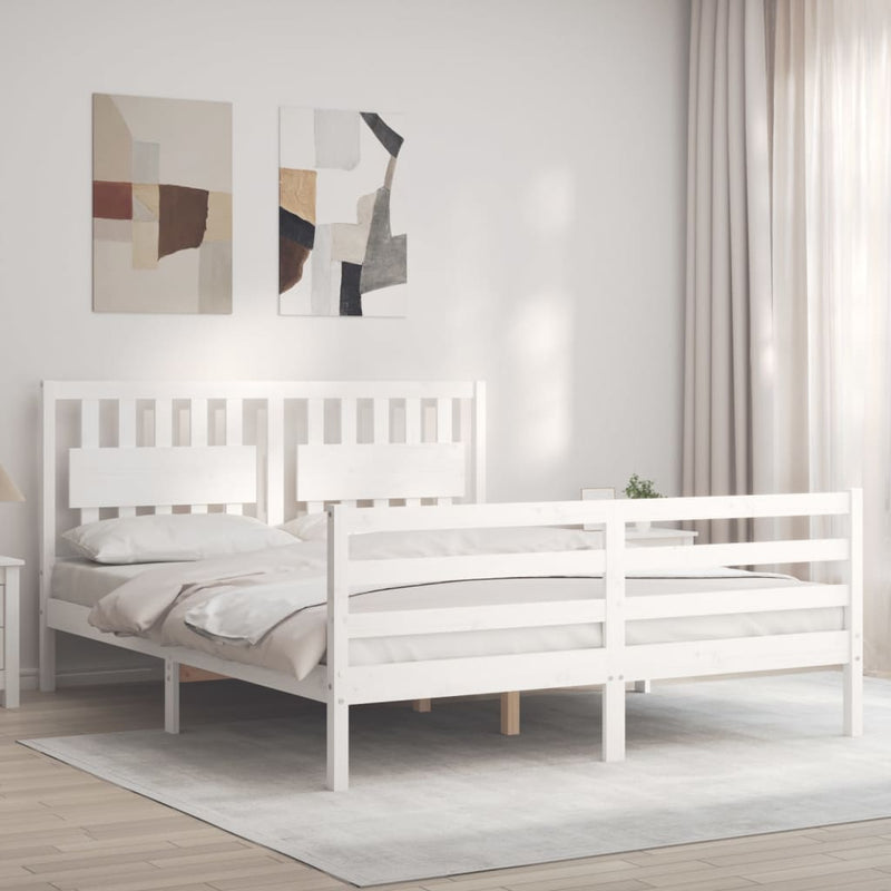 Bed Frame without Mattress White 150x200 cm Solid Wood