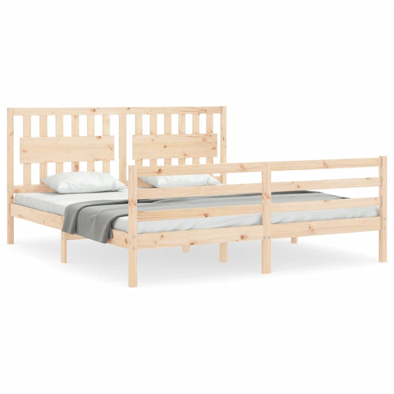 Bed Frame with Headboard 183x203 cm King Solid Wood