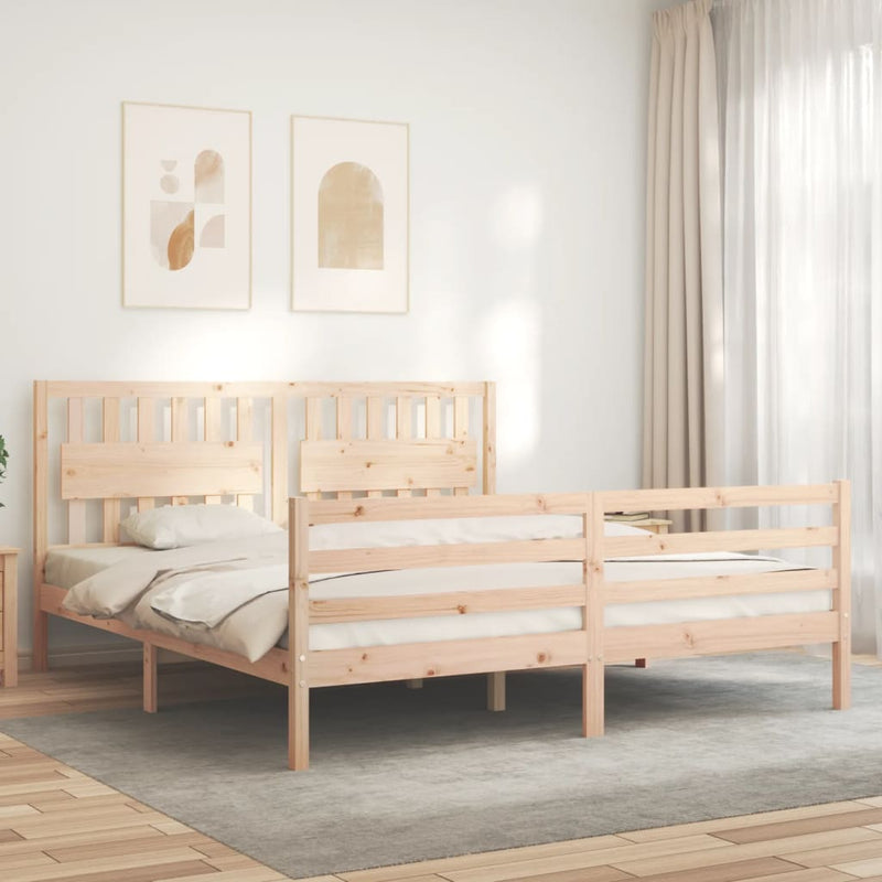 Bed Frame with Headboard 183x203 cm King Solid Wood