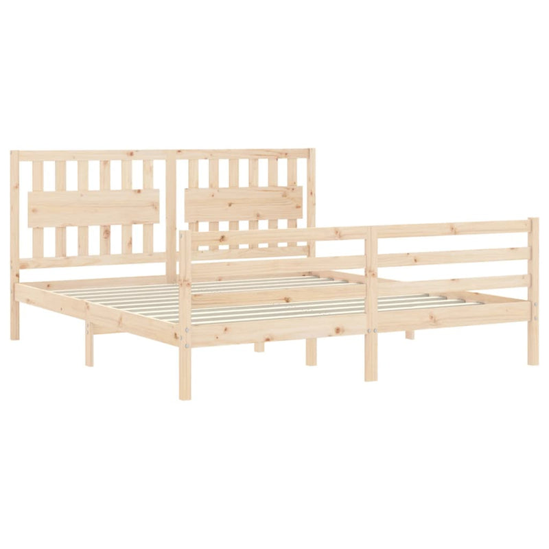 Bed Frame with Headboard 183x203 cm King Solid Wood