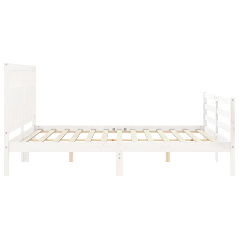 Bed Frame without Mattress White 183x203 cm King Solid Wood