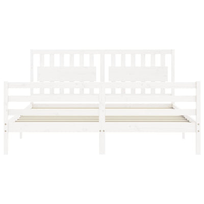 Bed Frame without Mattress White 183x203 cm King Solid Wood