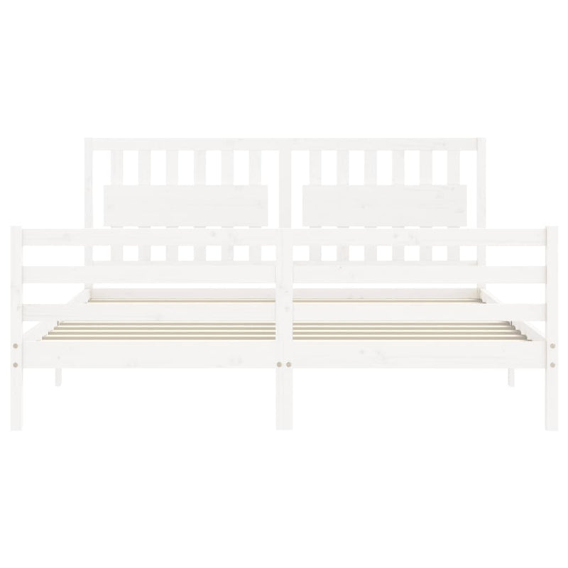 Bed Frame without Mattress White 183x203 cm King Solid Wood