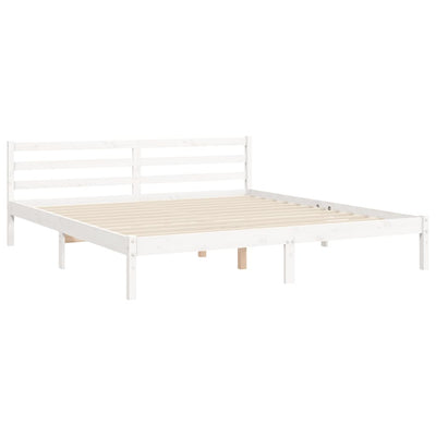 Bed Frame without Mattress White 183x203 cm King Solid Wood