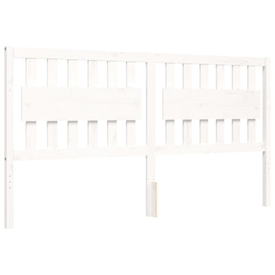 Bed Frame with Headboard White 183x203 cm King Solid Wood