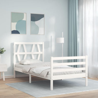 Bed Frame without Mattress White 90x190 cm Solid Wood