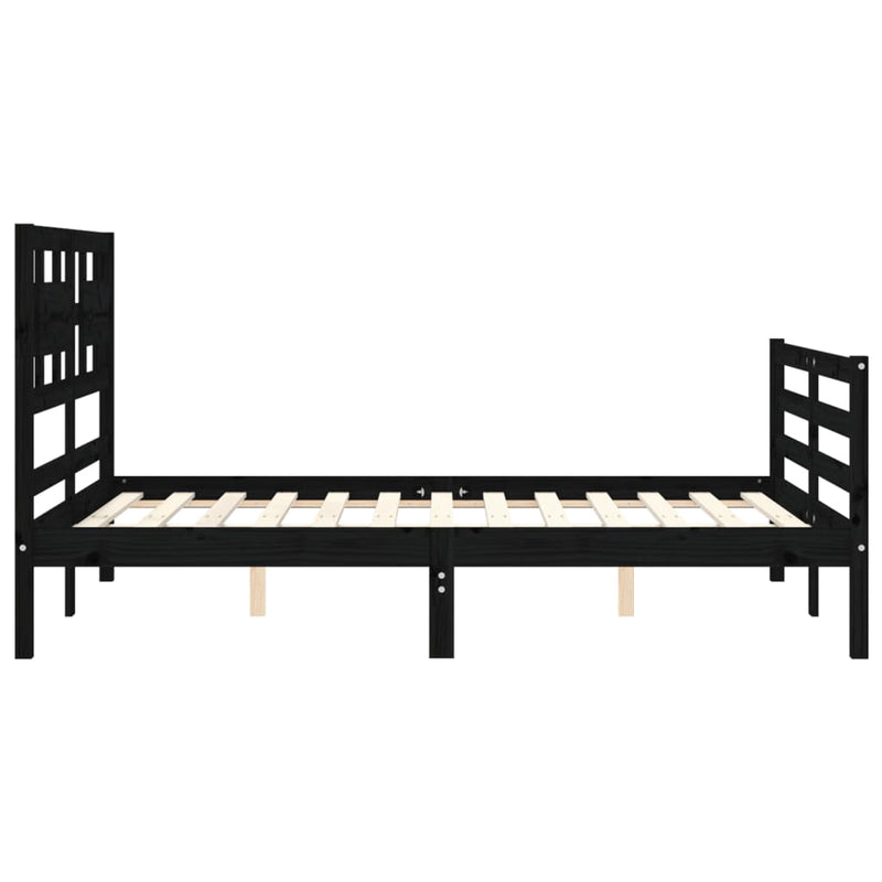 Bed Frame with Headboard Black 92x187 cm Single Size Solid Wood