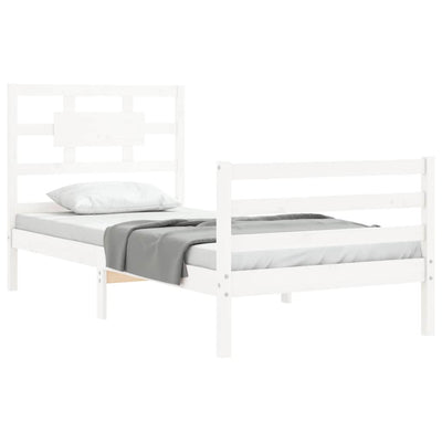 Bed Frame without Mattress White 90x190 cm Solid Wood