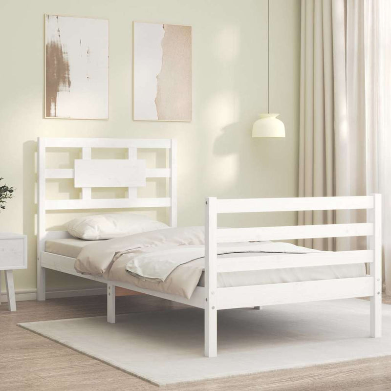 Bed Frame without Mattress White 90x190 cm Solid Wood