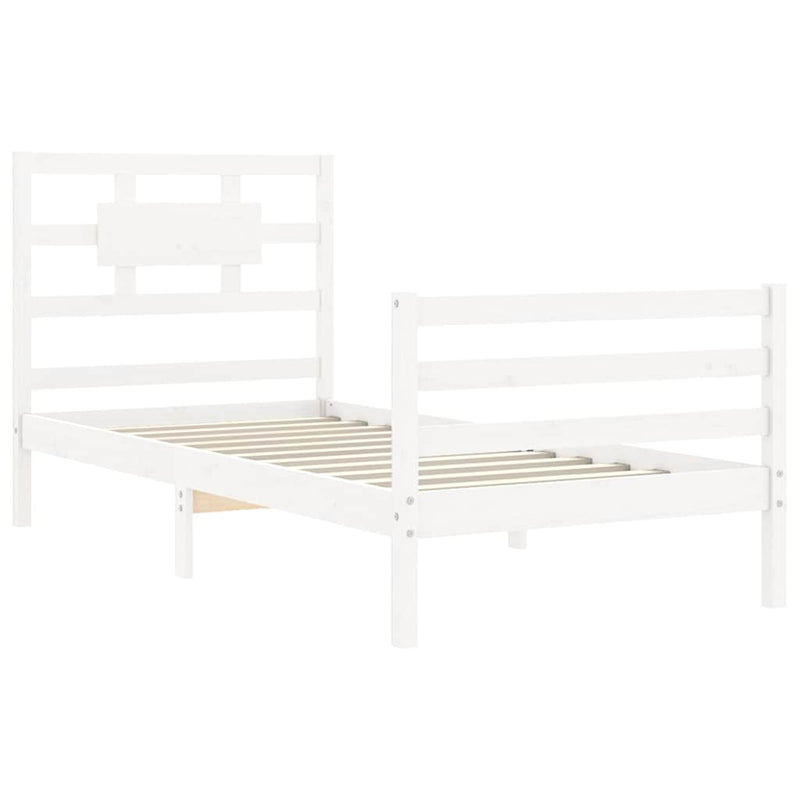 Bed Frame without Mattress White 90x190 cm Solid Wood