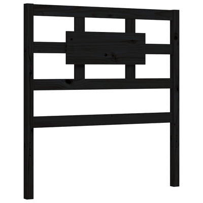 Bed Frame with Headboard Black 92x187 cm Single Size Solid Wood