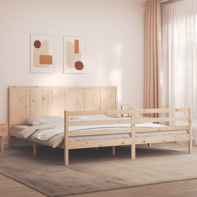 Bed Frame with Headboard 183x203 cm King Solid Wood