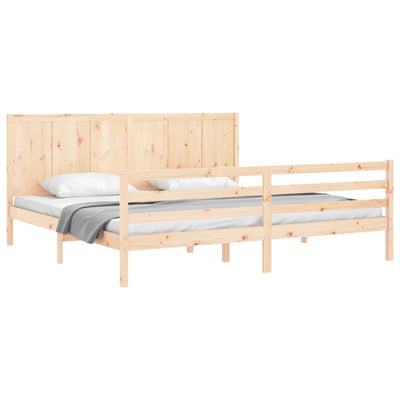 Bed Frame with Headboard 183x203 cm King Solid Wood