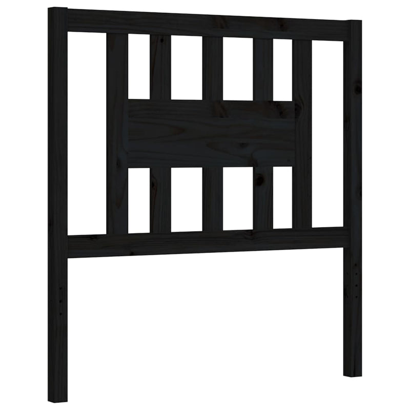 Bed Frame with Headboard Black 92x187 cm Single Size Solid Wood