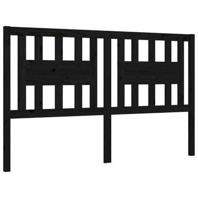 Bed Frame with Headboard Black 153x203 cm Queen Solid Wood