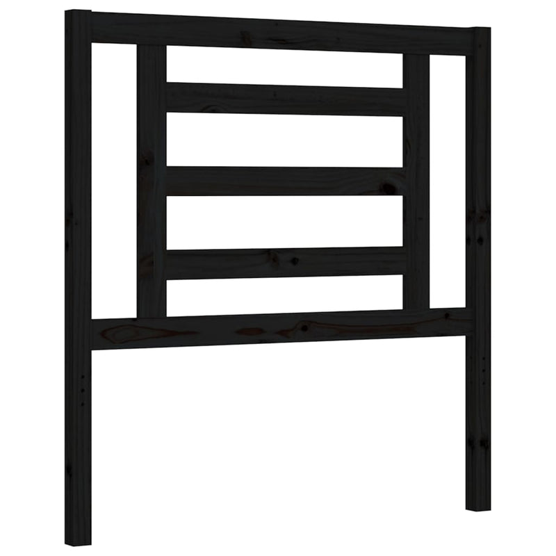 Bed Frame with Headboard Black 92x187 cm Single Size Solid Wood