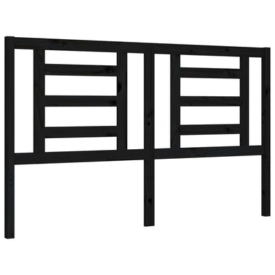 Bed Frame with Headboard Black 153x203 cm Queen Solid Wood