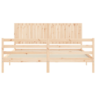 Bed Frame with Headboard 183x203 cm King Solid Wood