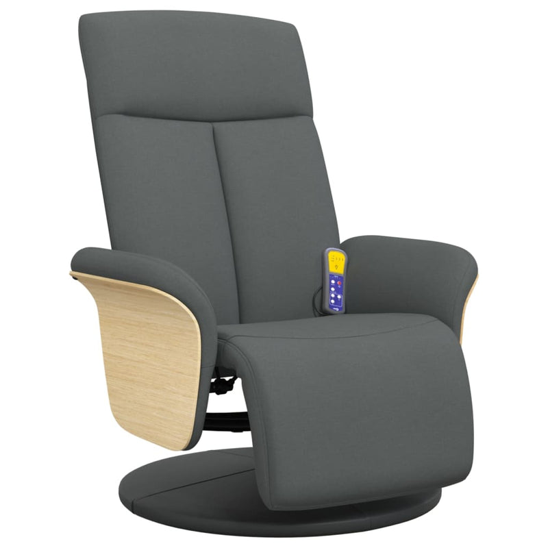 Massage Recliner Chair with Footrest Dark Grey Fabric